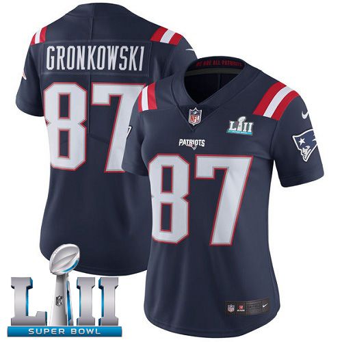 Women New England Patriots #87 Gronkowski Blue Color Rush Limited 2018 Super Bowl NFL Jerseys
